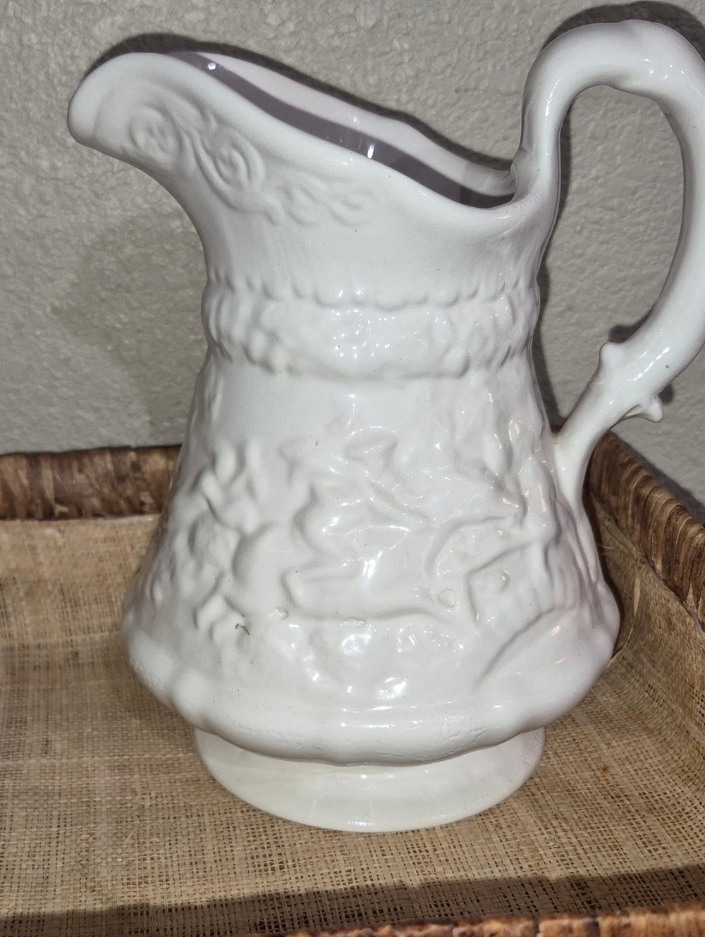 White Water Pitcher Decorative Small 1960s, 7 Inches Tall